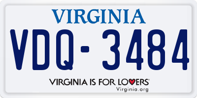 VA license plate VDQ3484