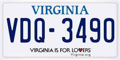 VA license plate VDQ3490