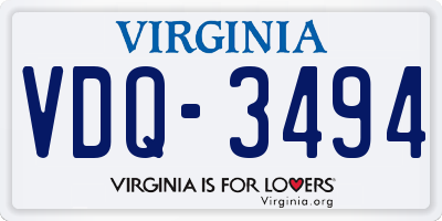 VA license plate VDQ3494