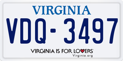 VA license plate VDQ3497