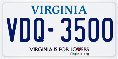 VA license plate VDQ3500