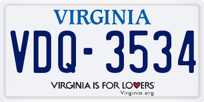 VA license plate VDQ3534