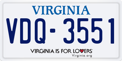 VA license plate VDQ3551