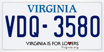 VA license plate VDQ3580
