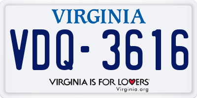 VA license plate VDQ3616