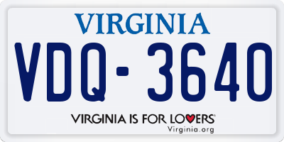 VA license plate VDQ3640