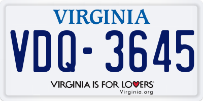 VA license plate VDQ3645