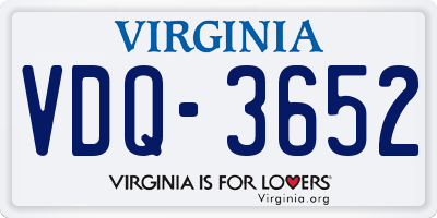 VA license plate VDQ3652