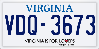 VA license plate VDQ3673