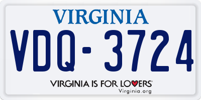 VA license plate VDQ3724