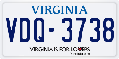 VA license plate VDQ3738
