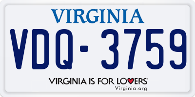 VA license plate VDQ3759