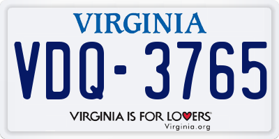 VA license plate VDQ3765