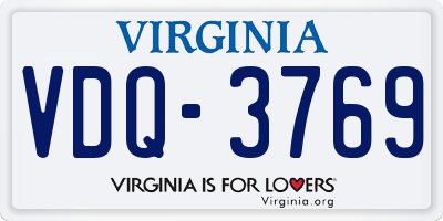 VA license plate VDQ3769