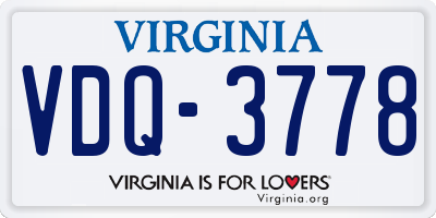 VA license plate VDQ3778