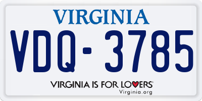 VA license plate VDQ3785