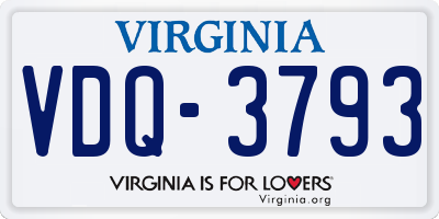 VA license plate VDQ3793