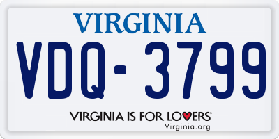 VA license plate VDQ3799