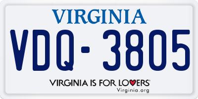 VA license plate VDQ3805