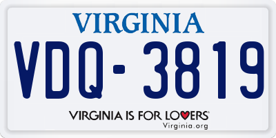 VA license plate VDQ3819