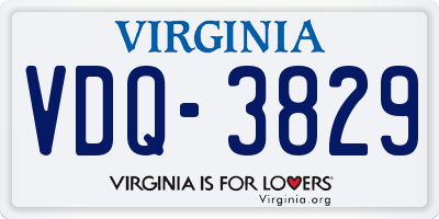 VA license plate VDQ3829