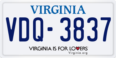 VA license plate VDQ3837