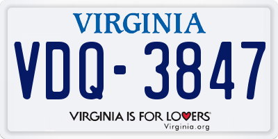 VA license plate VDQ3847