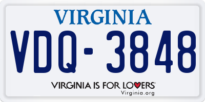VA license plate VDQ3848