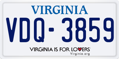 VA license plate VDQ3859