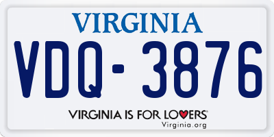 VA license plate VDQ3876