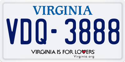 VA license plate VDQ3888
