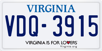 VA license plate VDQ3915