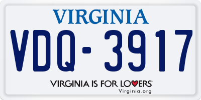 VA license plate VDQ3917