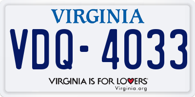 VA license plate VDQ4033
