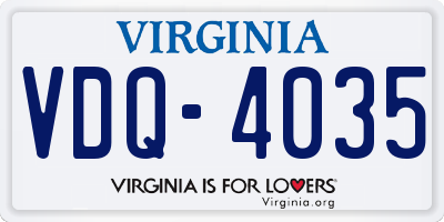 VA license plate VDQ4035