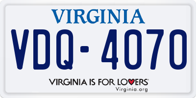 VA license plate VDQ4070