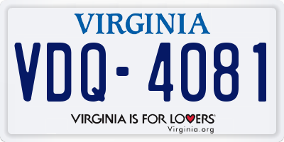 VA license plate VDQ4081