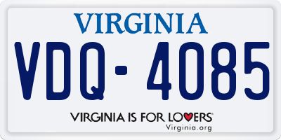 VA license plate VDQ4085