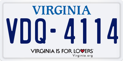 VA license plate VDQ4114