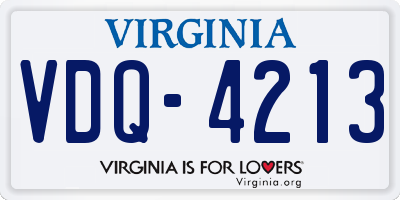 VA license plate VDQ4213