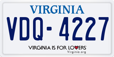 VA license plate VDQ4227