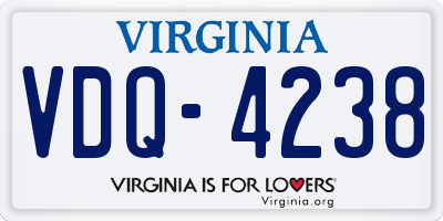 VA license plate VDQ4238