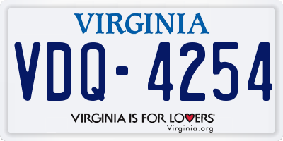 VA license plate VDQ4254