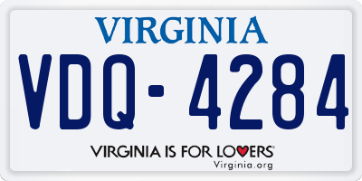 VA license plate VDQ4284