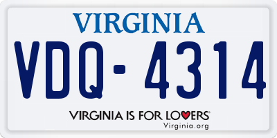 VA license plate VDQ4314
