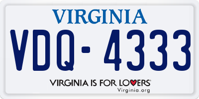 VA license plate VDQ4333