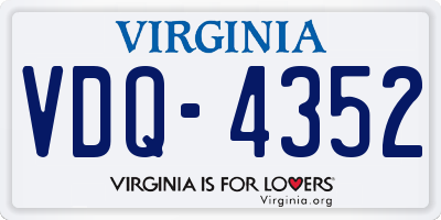 VA license plate VDQ4352