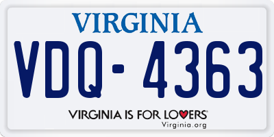 VA license plate VDQ4363