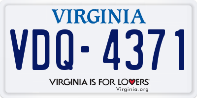 VA license plate VDQ4371