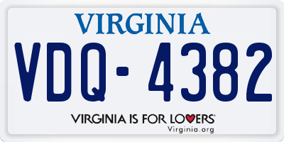 VA license plate VDQ4382